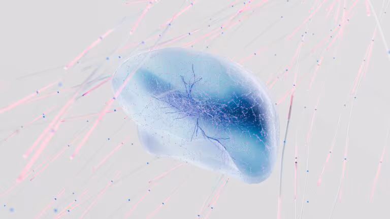 Ilustración abstracta de una célula azul, imagen de los psicodélicos como posible tratamiento del alzhéimer