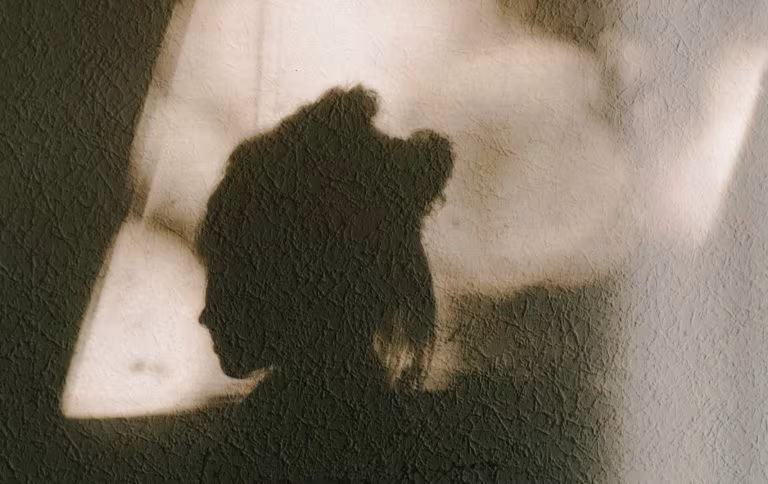 Sombra de una persona proyectada en la pared, imagen de los psicodélicos en los trastornos de la conducta alimentaria